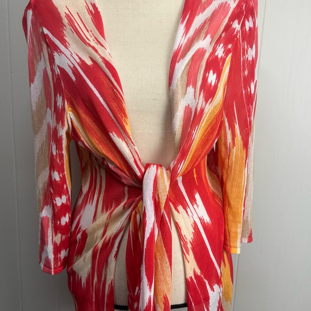 Chico's Red and White Patterned Top